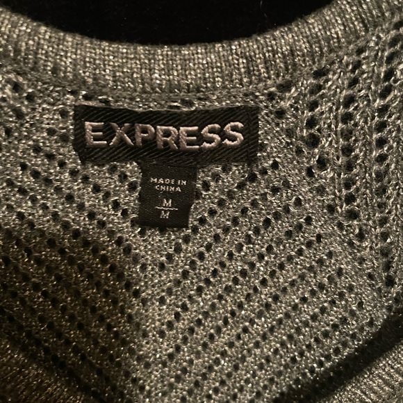 Express Silver/ Metallic Mesh Knit Slouchy Top, Medium - Picture 2 of 3